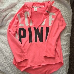 Pink Hoodie with Bold Lettering